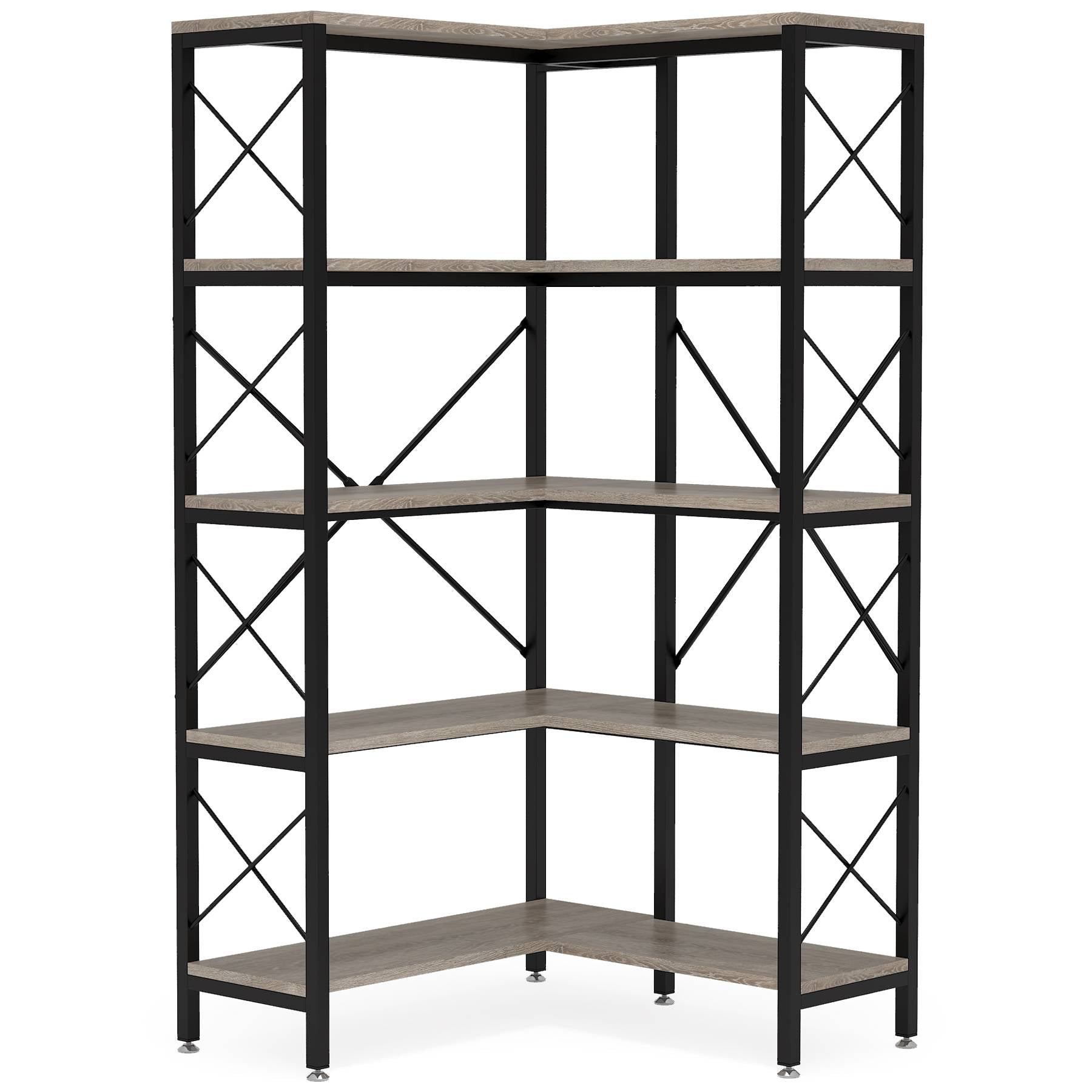 5-Shelf Corner Bookshelf, 65.7 Corner Etagere Bookcase Corner Display Rack