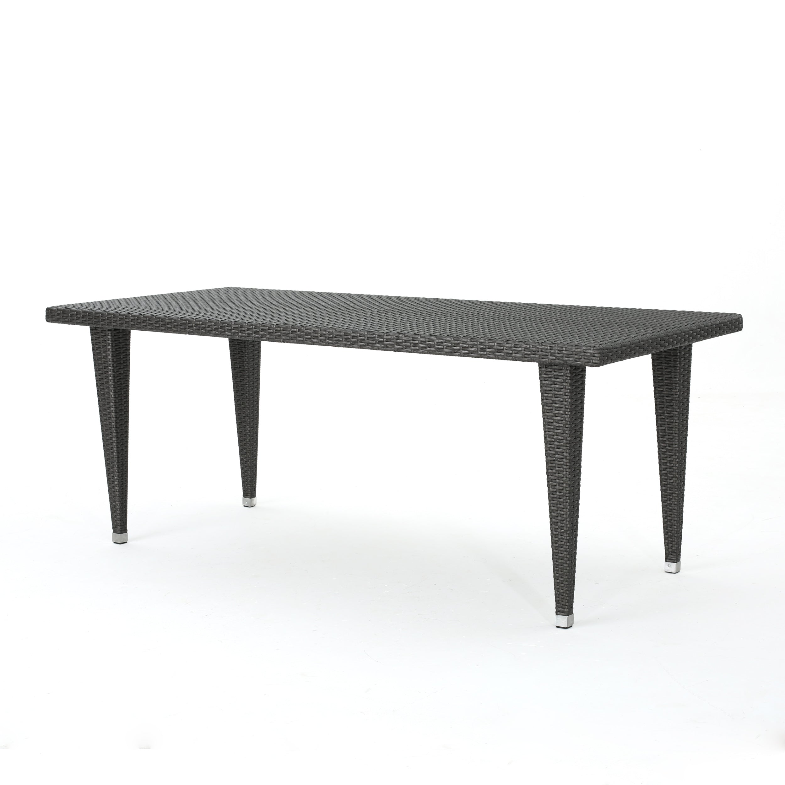 Domina Outdoor 73.5-inch Gray Wicker Rectangular Dining Table