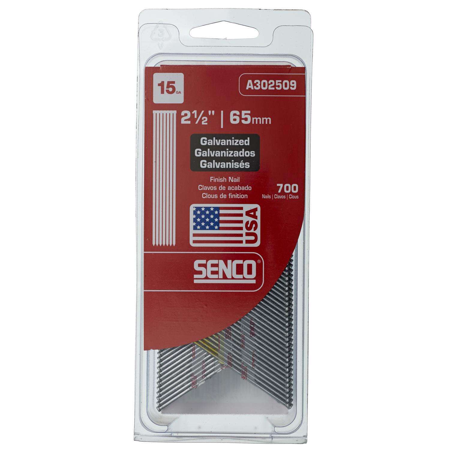 Senco 2-1/2 in. 15 Ga. Angled Strip Galvanized Finish Nails 34 deg 700 pk