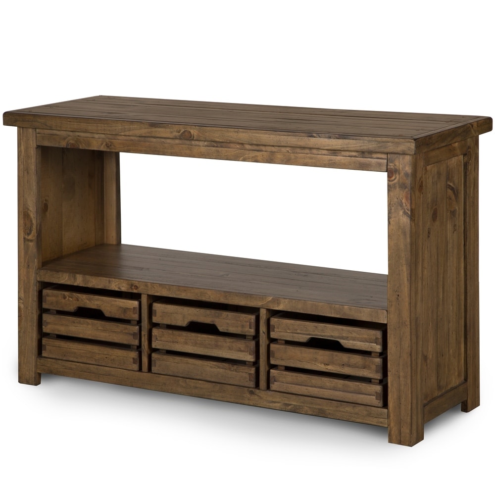 Stratton Rustic Warm Nutmeg Rectangular Entryway Table with Storage