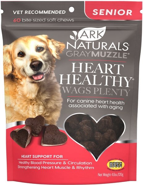 Ark Naturals Gray Muzzle Heart Healthy Chicken Flavored Soft Chew Heart Supplement for Senior Dogs