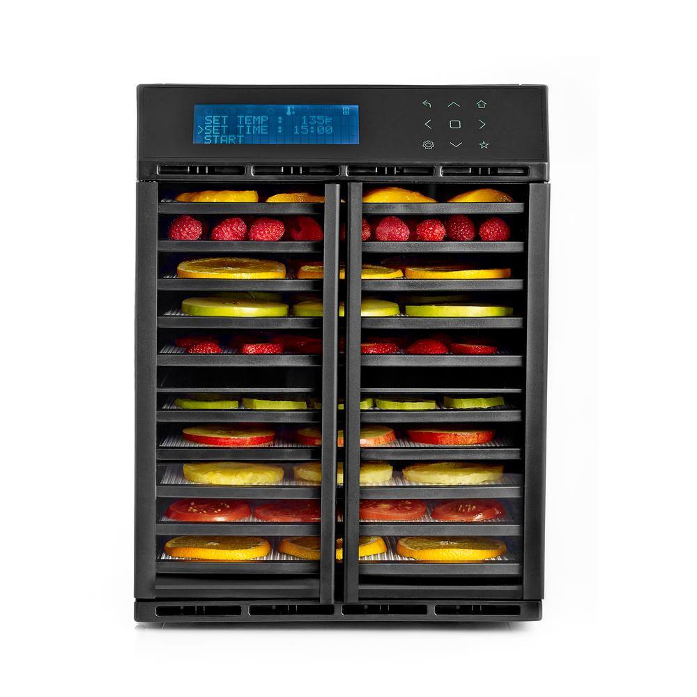 Excalibur 10-Tray Black Electric Food Dehydrator with Smart Controller 2-Drying Zones with Adjustable Time and Temperatures RES10