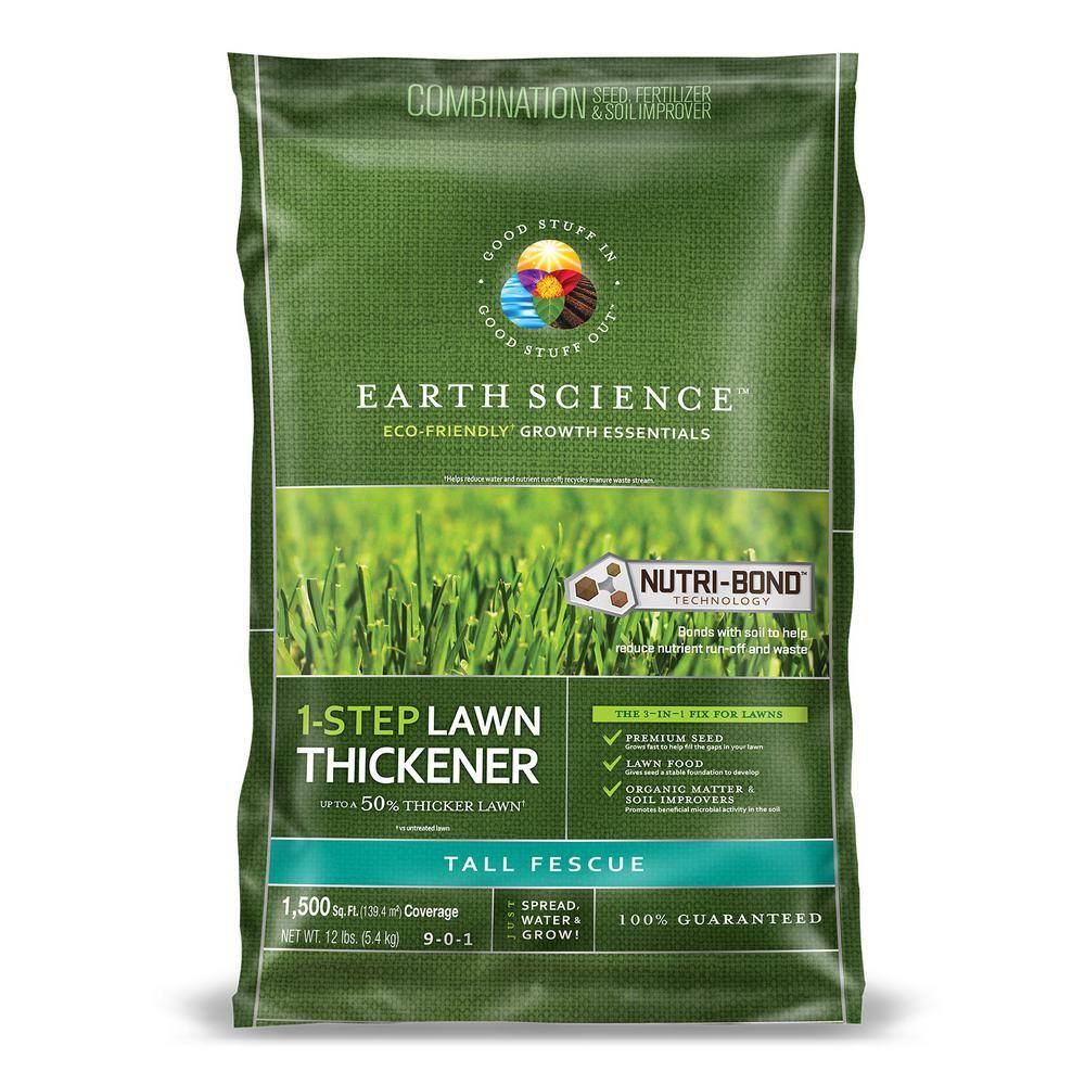 EARTH SCIENCE 12 lbs. 1-Step Lawn Thickener All-In-One Grass Seed and Fertilizer Tall Fescue Overseeding Mix 11878