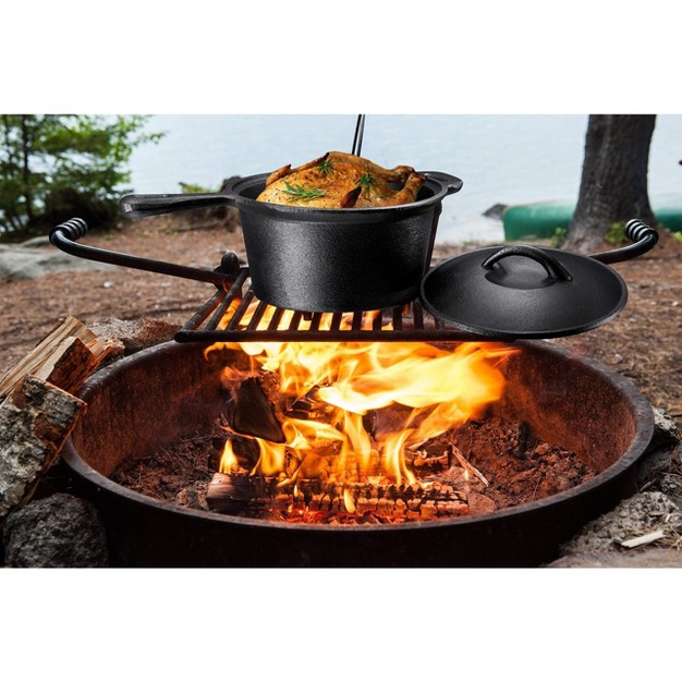 Bruntmor Pre Seasoned Cast Iron Pots And Pans Dutch Oven With Lids For Outdoor Set Of 7 Black