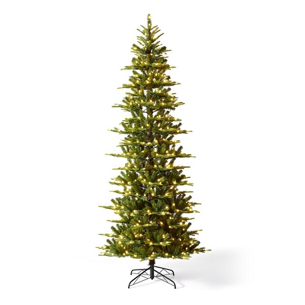 Glitzhome 7.5ft/9ft PreLit Evergreen Slim Fir Artificial Christmas Tree With Strawberry Lights