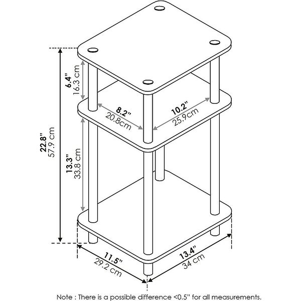 Furinno Bedside Table with Plastic Poles