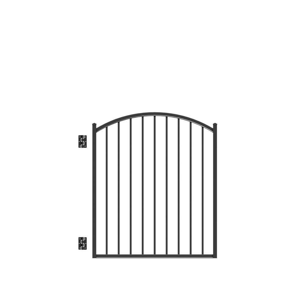 Barrette Outdoor Living Beechmont 4 ft. W x 4 ft. H Black Heavy-Duty Aluminum Arched Pre-Assembled Fence Gate 73016236