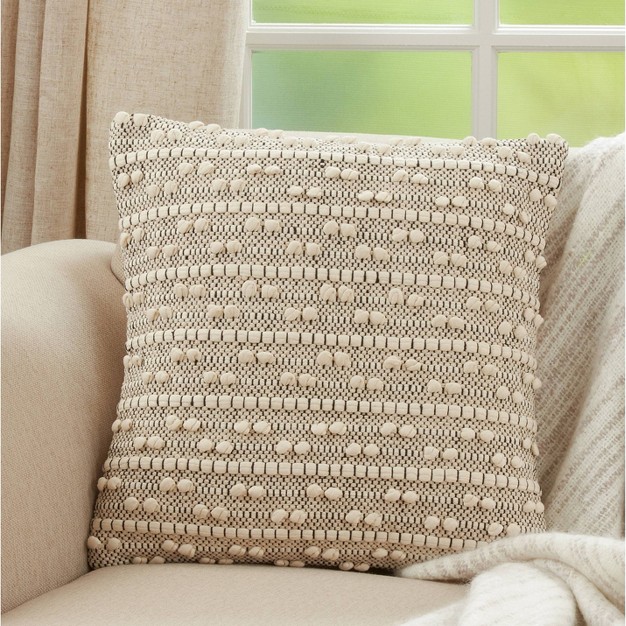 Poly filled Moroccan Design Square Throw Pillow Natural Saro Lifestyle