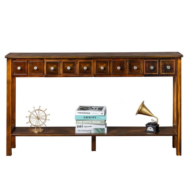 Console Table with Shelf and Different Size Drawers