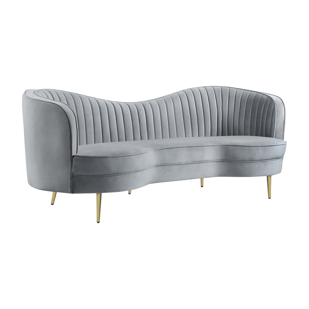 Coaster Furniture Sophia Grey and Gold Upholstered Sofa with Camel Back