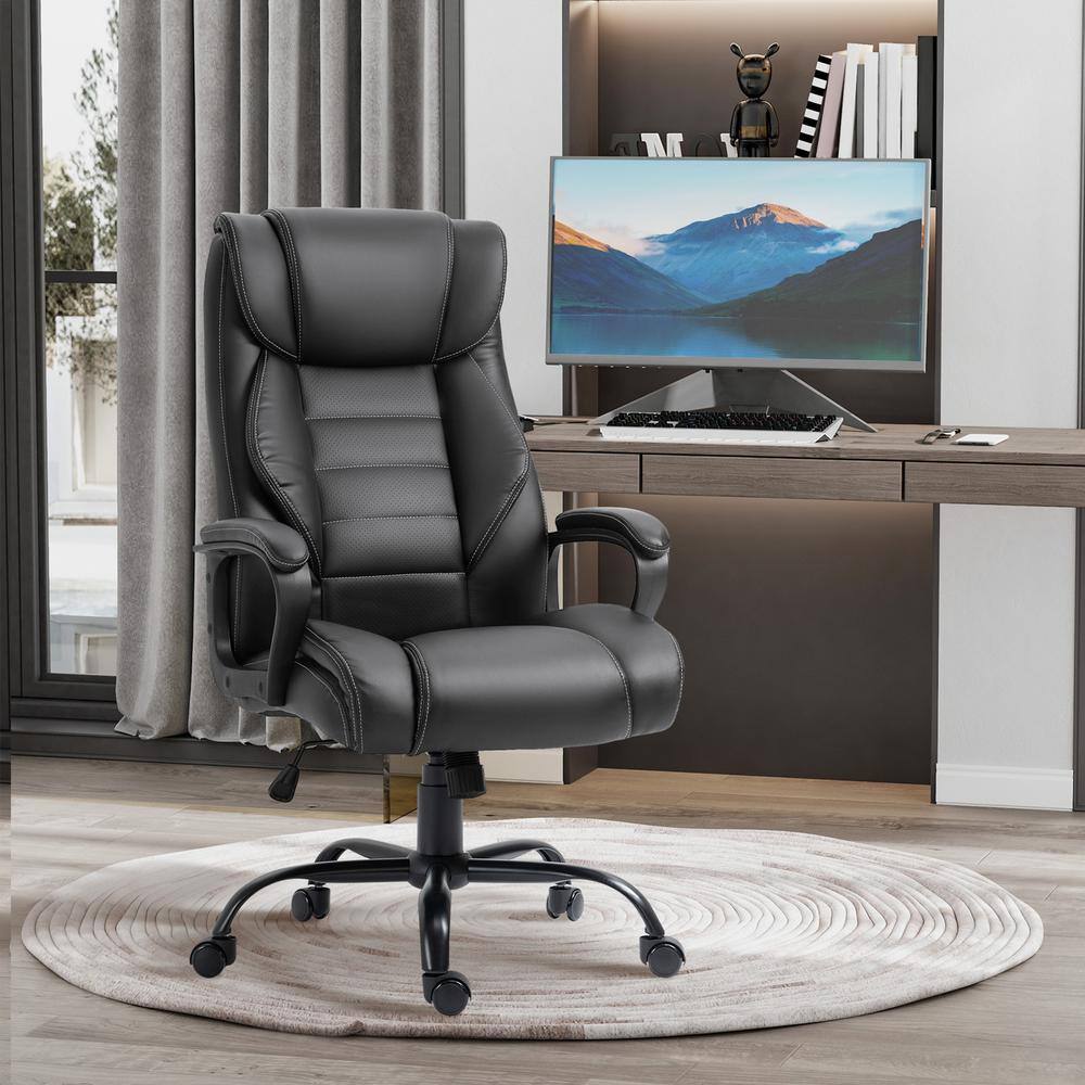 Vinsetto Ergonomic Black PU leather Seat Massage Executive Chair with Non-adjustable Arms 921-321V80