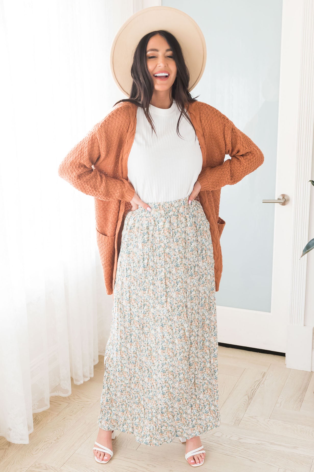 Ditzy Floral Textured Maxi Skirt