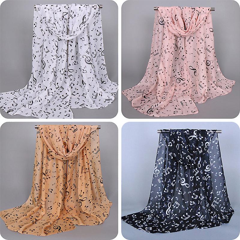 Womens Fashion Scarves Musical Note Print Ladies Soft Chiffon Infinity Scarf New