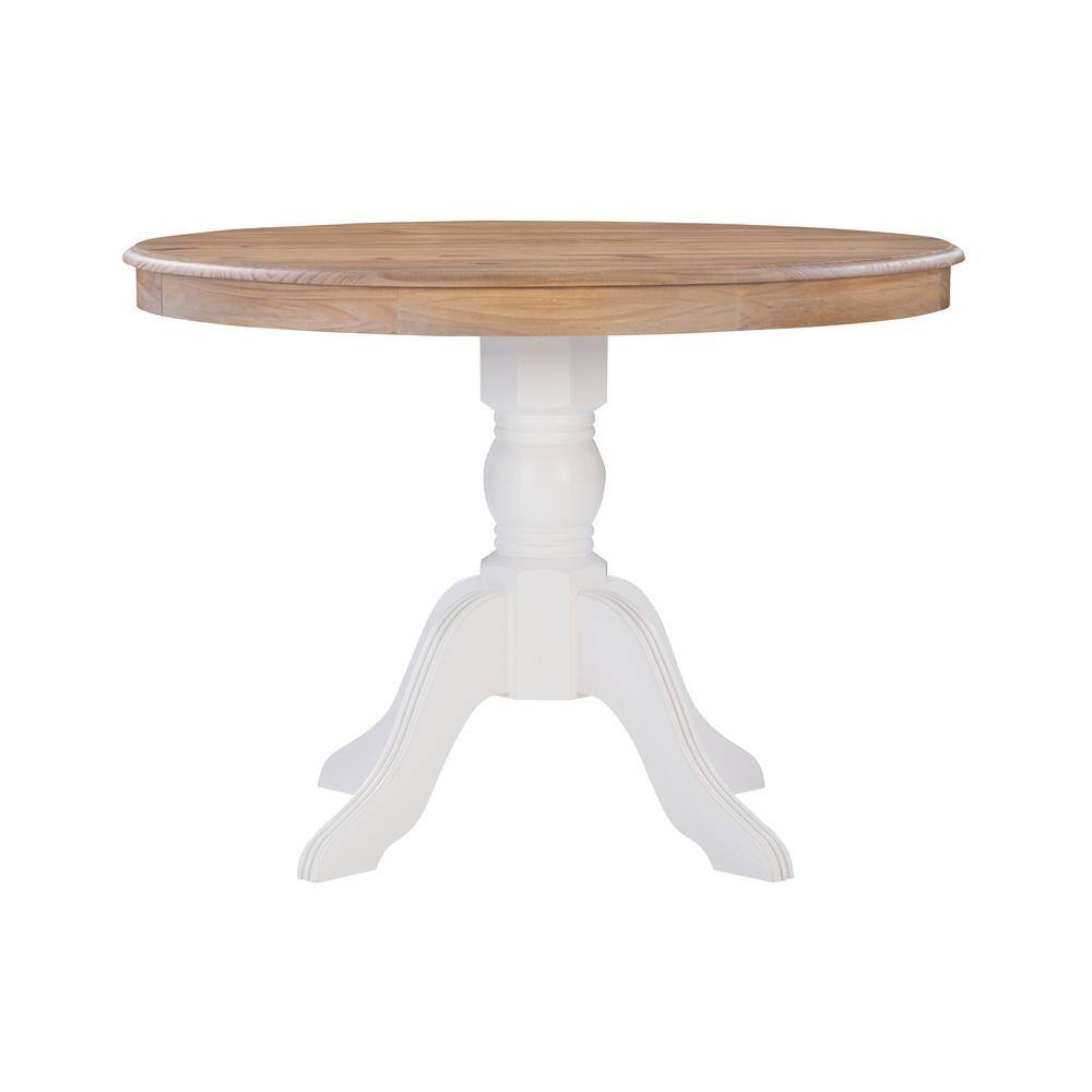 Linon Home Decor Linon Barnett White and Natural Pedestal Dining Table THD02676