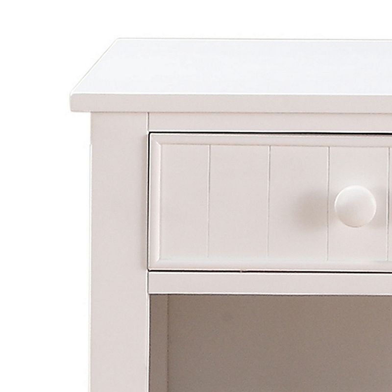 Wooden Night Stand With Bottom Open Shelf， White