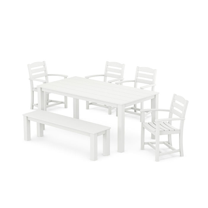 Polywood La Casa Cafe' 6-Piece Parsons Dining Set with Bench PWS2281-1