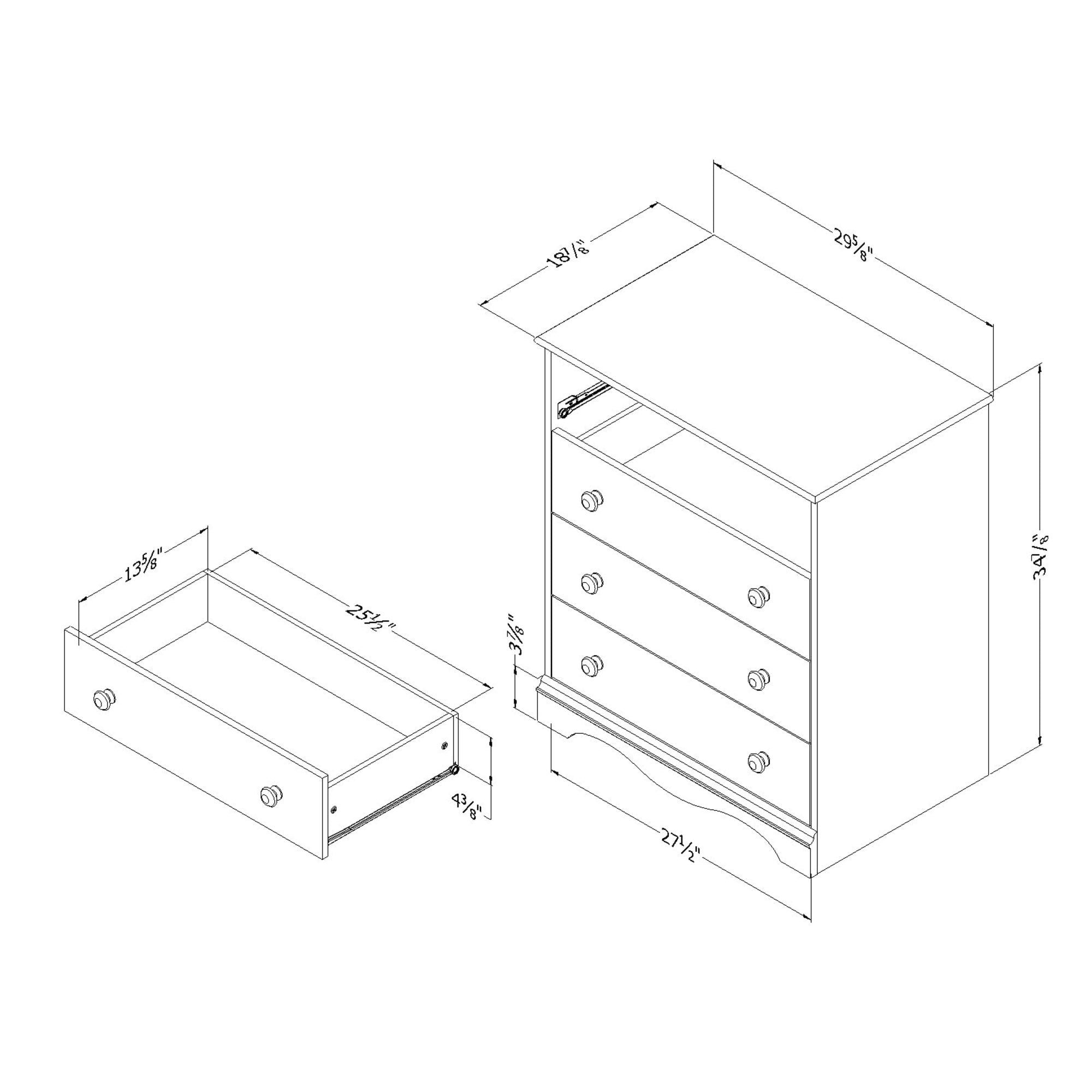 South Shore Angel Traditional 4 Drawers Chest, White