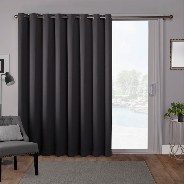 Sateen Blackout Solid Grommet Top Extra Wide Curtain Panel Exclusive Home