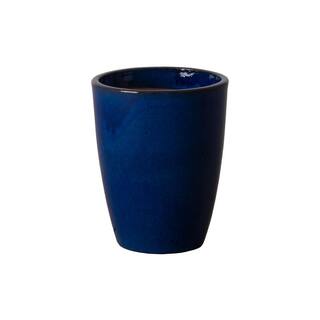 Emissary Bullet 9.5 in. D x 12 in. H Blue Ceramic Round Planter with Drainage Hole 0533BL-1