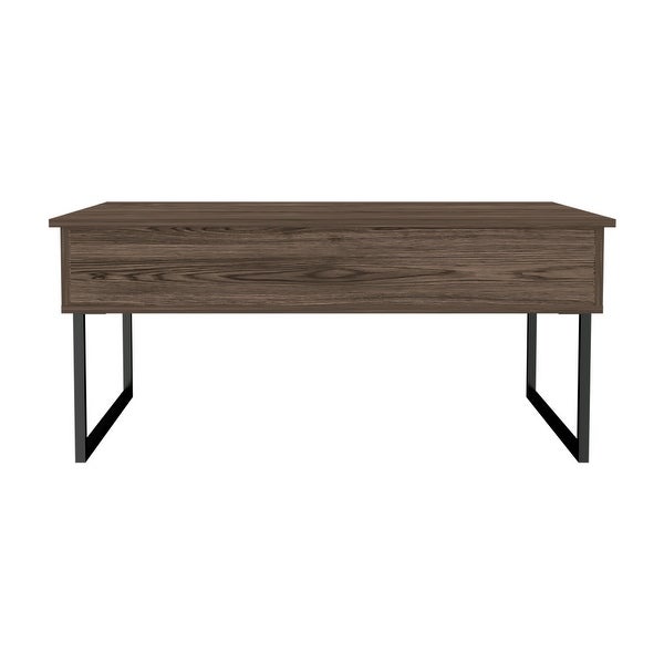 Indusrtial Style Lift Top Coffee Table，Two Legs -Dark Walnut for iving Room， Home， Office， Easy Assemble