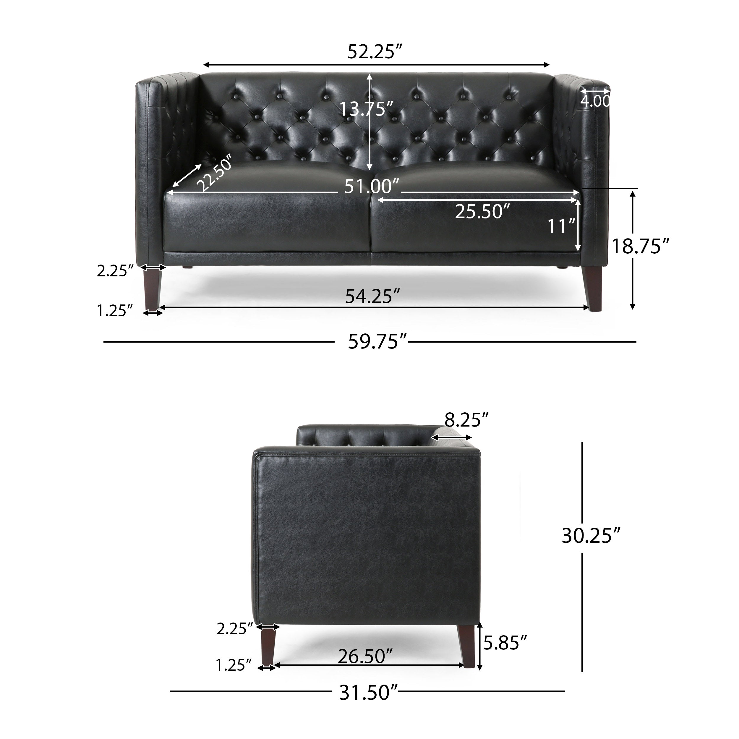 Drache Contemporary Upholstered Tufted Loveseat