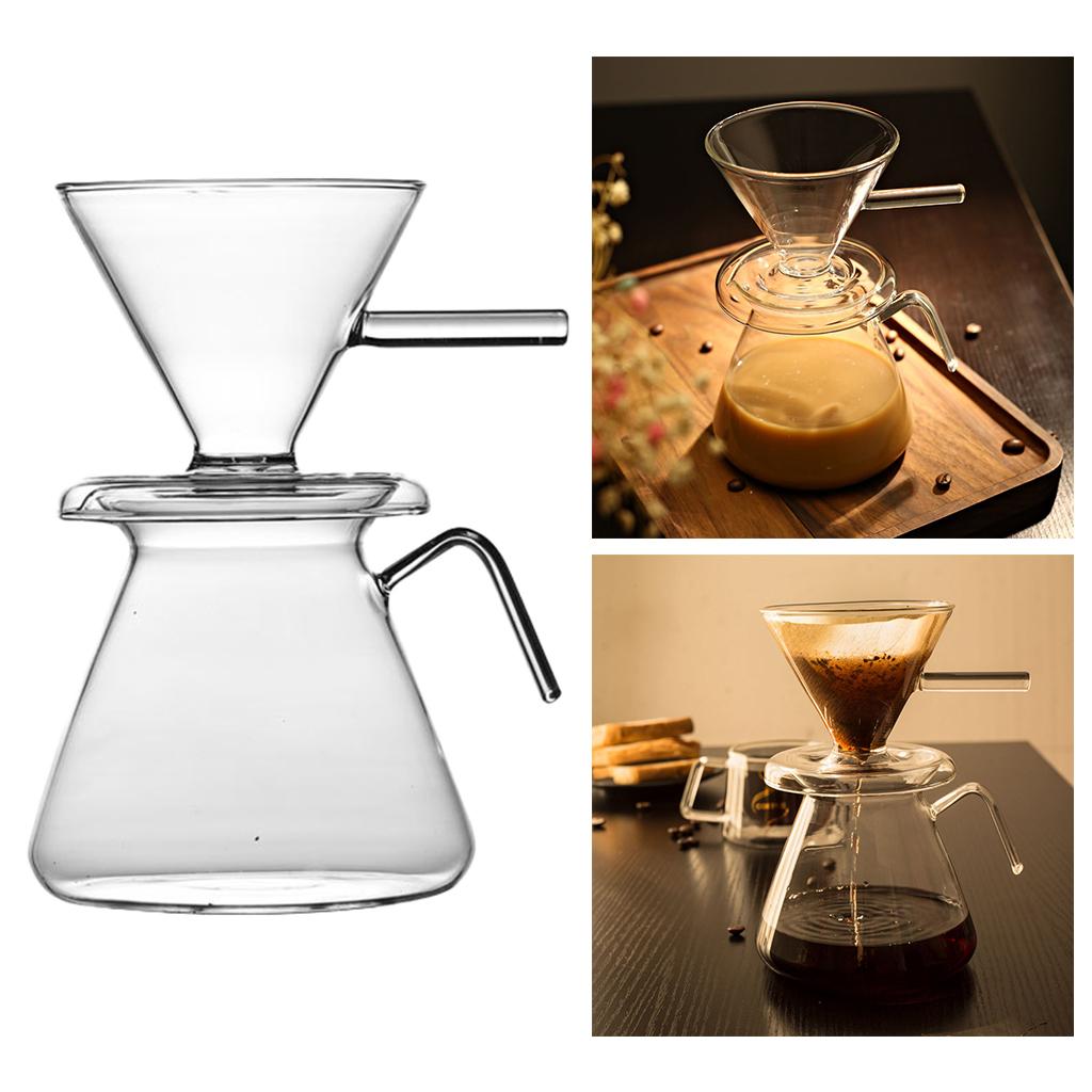 Manual Drip Brewer Coffee Pot Glass Carafe Teapot for Home Office, 600ml Capacity