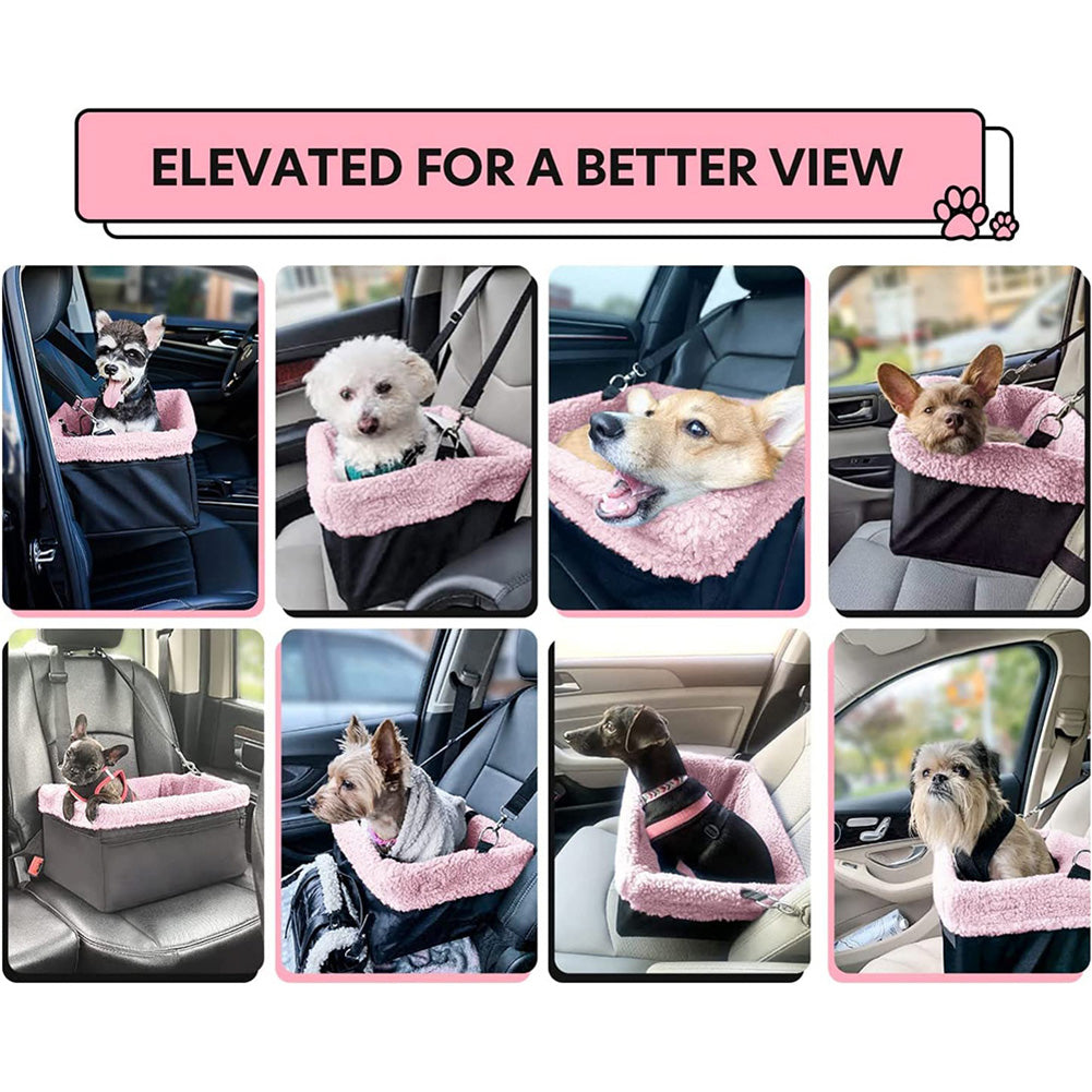 Puppy car seat upgrade luxury portable pet dog booster car seat with clip on safety harness for small pets under 26 lbs.