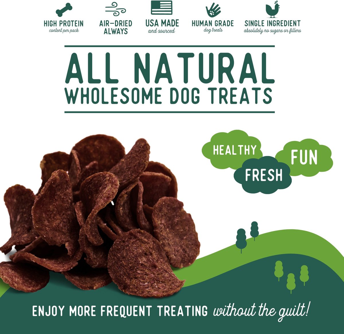 Beg and Barker Hog 'n Hoof Combo Whole Pork and Beef Chips Natural Single Ingredient Dog Treats