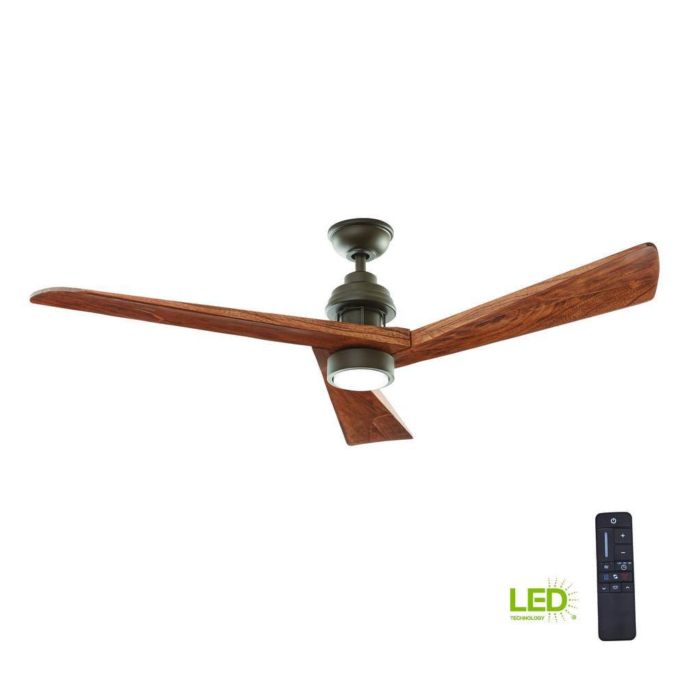 Home Decorators Collection Fortston 60 in. Integrated LED Espresso Bronze Ceiling Fan with Light and Remote Control AM175B-EB