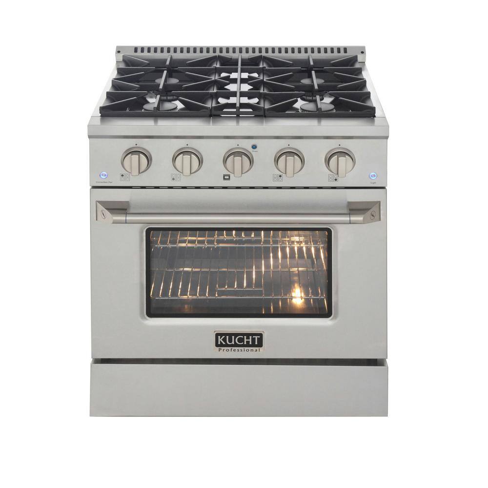 Kucht 30 in. 4.2 cu. ft. Dual Fuel Range with Gas Stove and Electric Oven with Convection Oven in. Stainless Steel KDF302-S