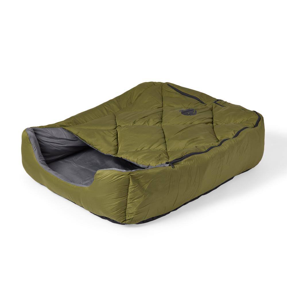 OmniCore Designs 36 in. x 28 in. x 10 in. Pet Sleeping Bag with Zippered Cover and Insulation Use as Pet Beds or Pet Mats MDGreen 850008244209