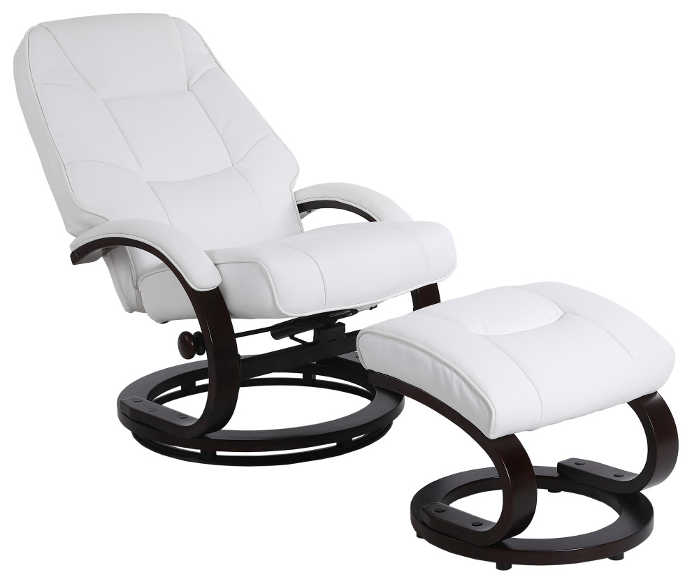 Sundsvall Recliner and Ottoman in White Air Leather   Transitional   Recliner Chairs   by Progressive Furniture  Houzz