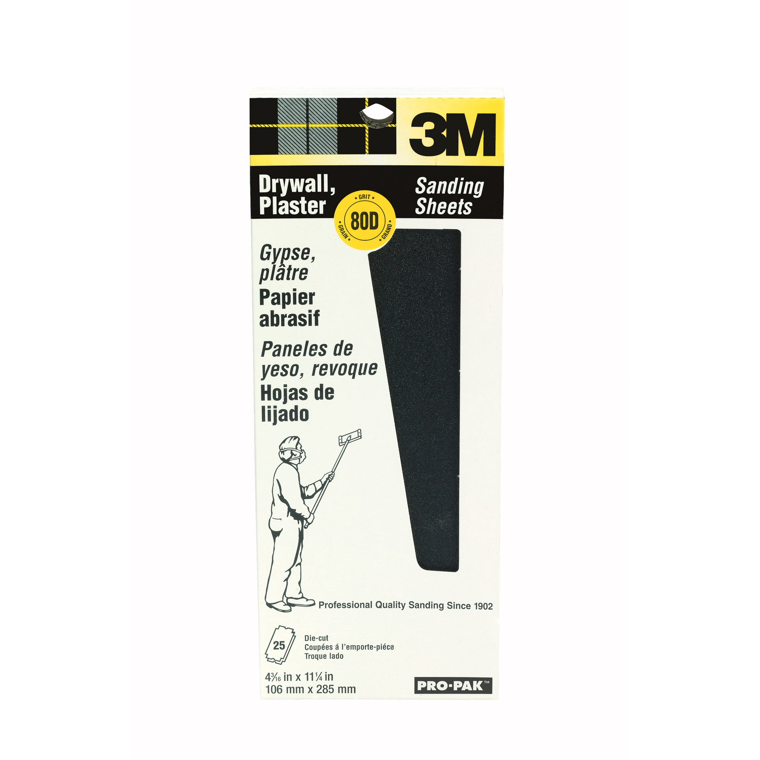 3M Pro-Pak 11-1/4 in. L X 4-3/16 in. W 80 Grit Silicon Carbide Sandpaper 25 pk