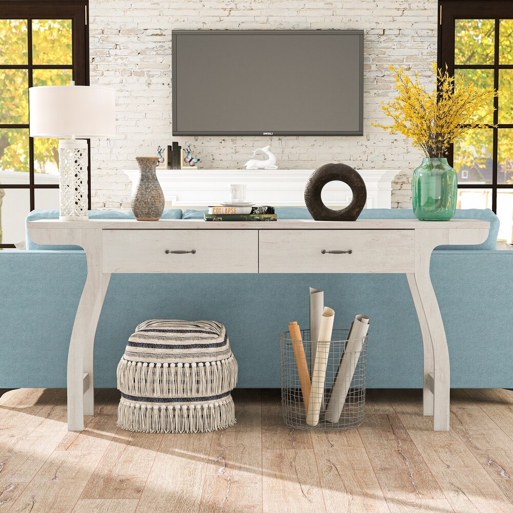 Jessica Contemporary White Oak 70 inch 2 Drawer Console Table by Furniture of America