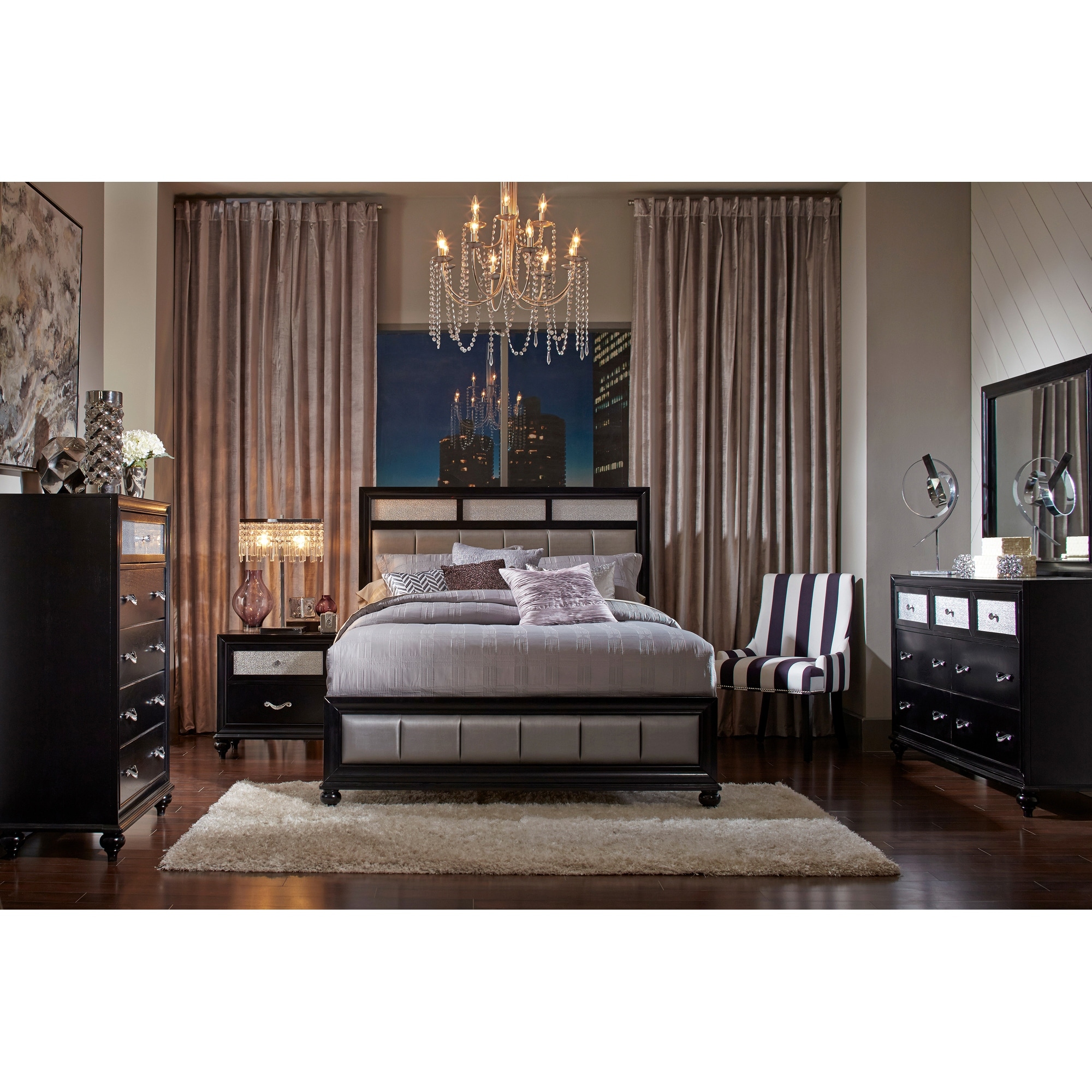 Halifax Transitional Black 5-piece Bedroom Set - - 33987970