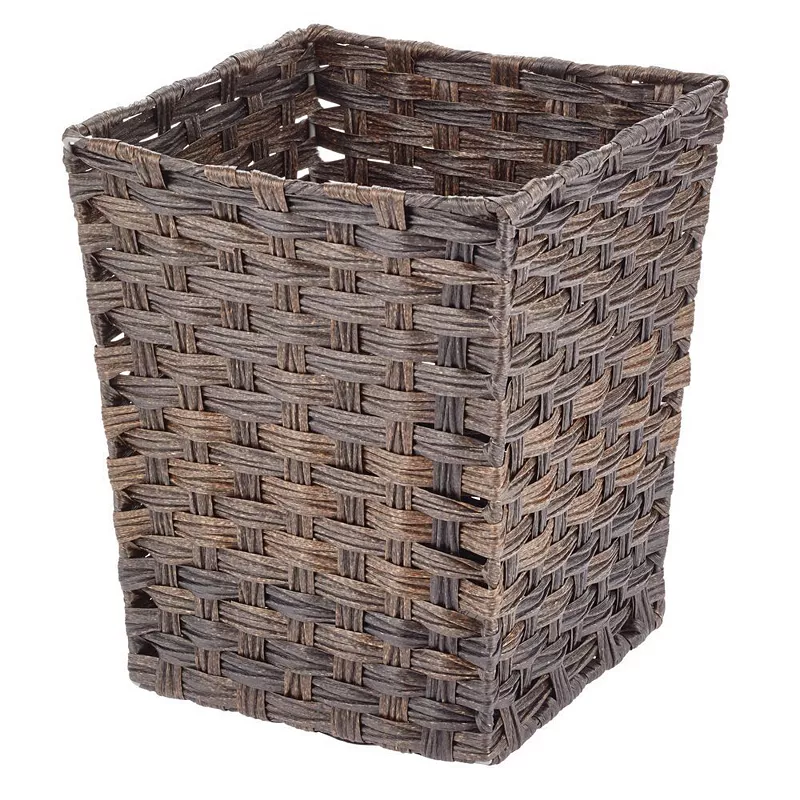 mDesign Woven Square Trash Can Wastebasket， Garbage Container Bin