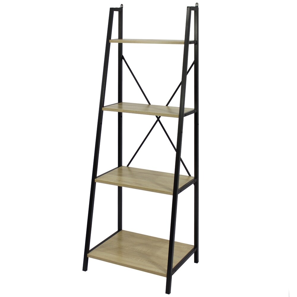 Carbon Loft Cavendish Open Oak Wood 4 tier Storage Ladder Bookcase   53\