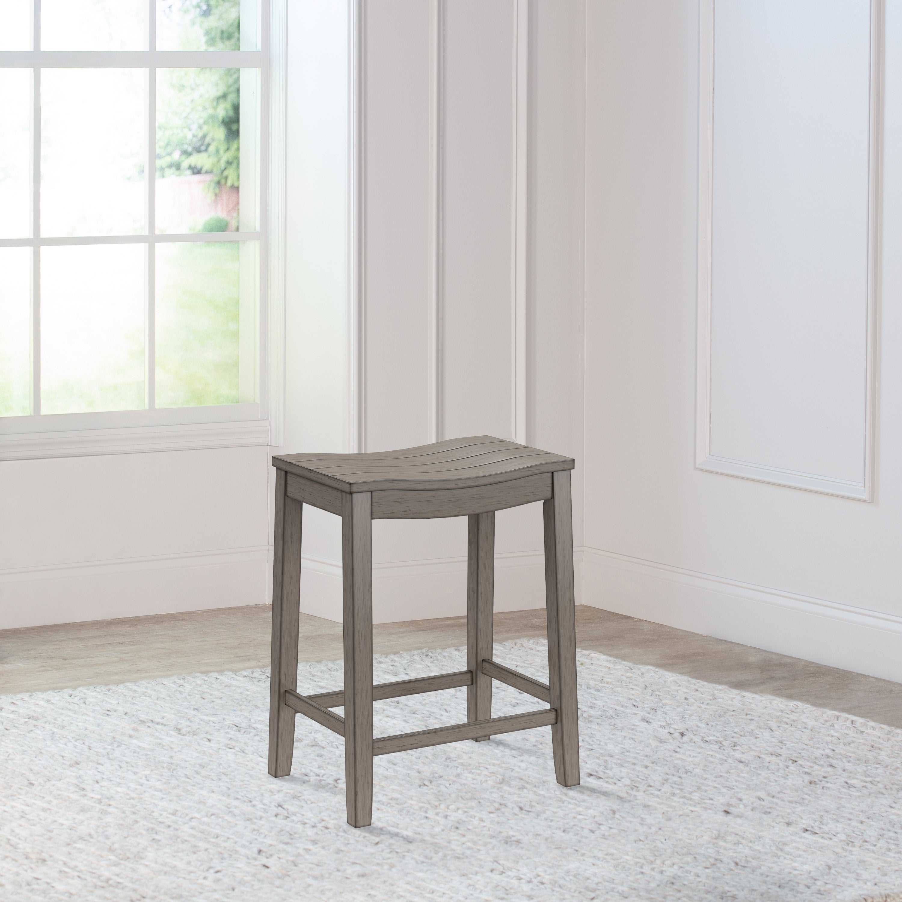 The Gray Barn Chatterly Wood Backless Counter Height Stool， Aged Gray - 24H x 18W x 12D