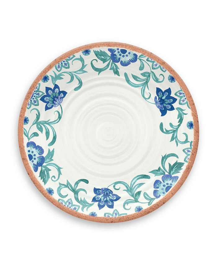 TarHong Rio Turquoise Floral Dinner Plate 10.5MelamineSet Of 6