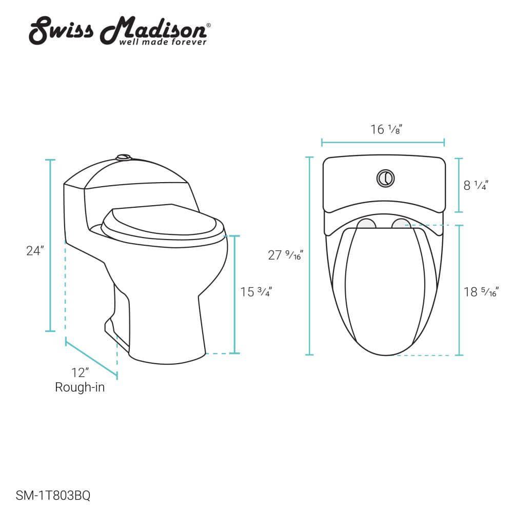 Swiss Madison Chateau 1Piece 08 GPF128 GPF Dual Flush Elongated Toilet in Bisque Seat Included