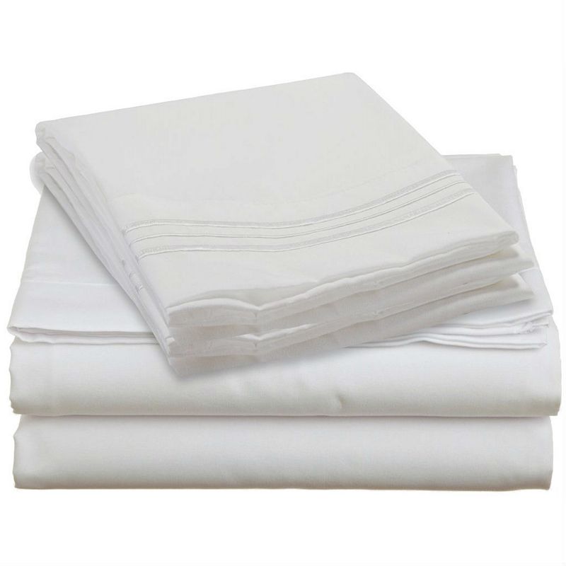 Queen Size 4 Piece Sheet Set In White Microfiber