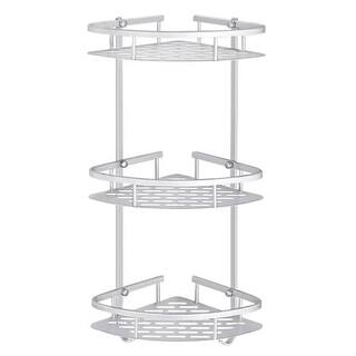 Dyiom 3 Layer Bathroom Triangular Shower Caddy Shelf Corner Bath Rack Rustproof Storage Organizer Holder Basket in Silver 894398440