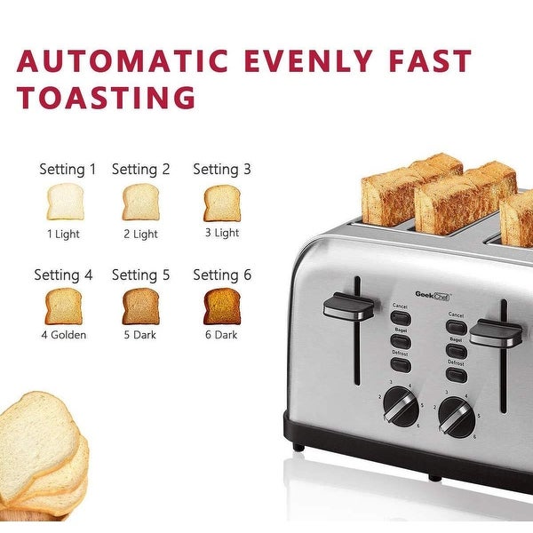 4 Slice Toaster with Wide Slot Removable Crumb Tray for Bread and Bagels