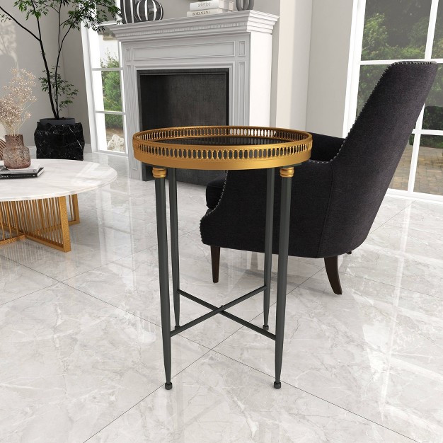 Traditional Iron Accent Table Black Olivia amp May
