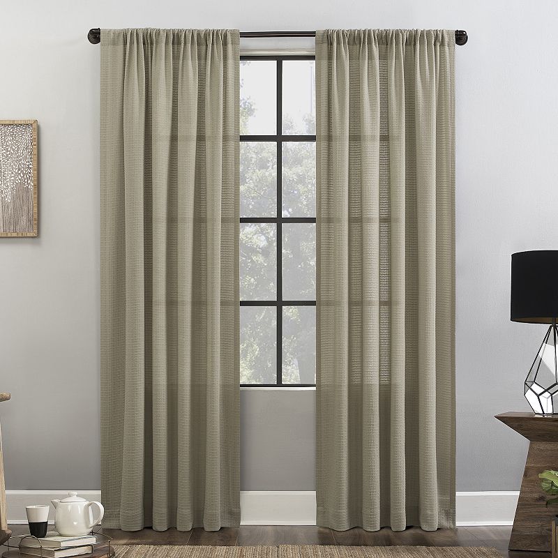 Clean Window Waffle Texture Anti-Dust Semi-Sheer Window Curtain