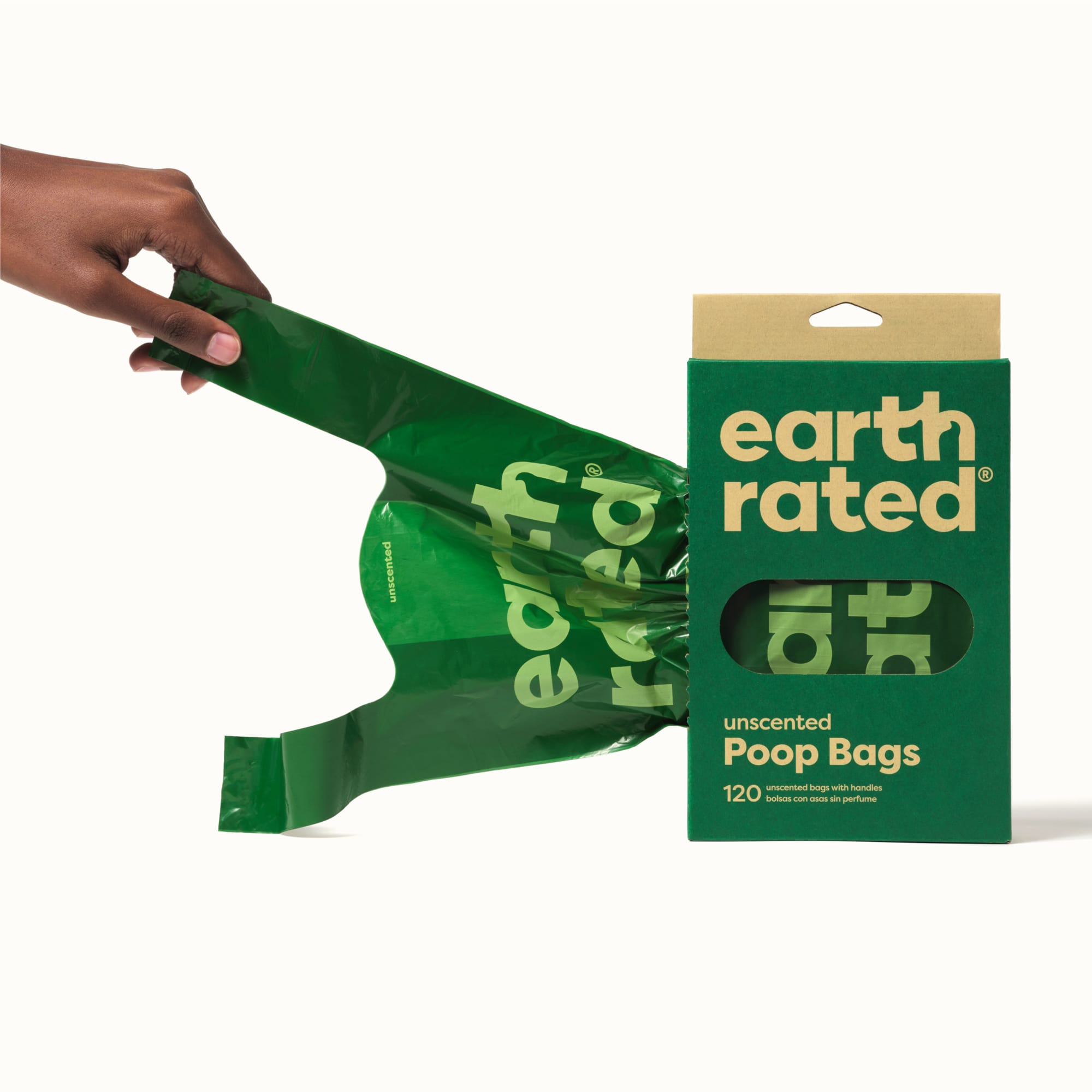 Earth Rated Unscented Dog Poop Bags with Handles， Count of 120