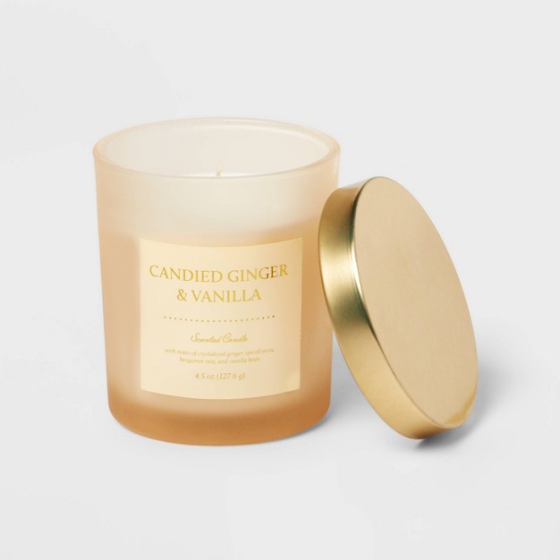 Colored Glass Candle Candied Ginger amp Vanilla Tan