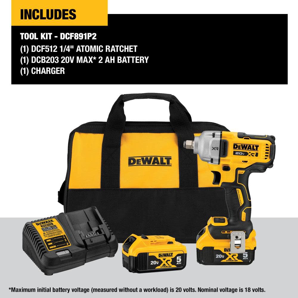 DEWALT 20V MAX XR 1/2" Mid Range Impact Wrench Kit with Hog Ring Anvil DCF891P2 from DEWALT