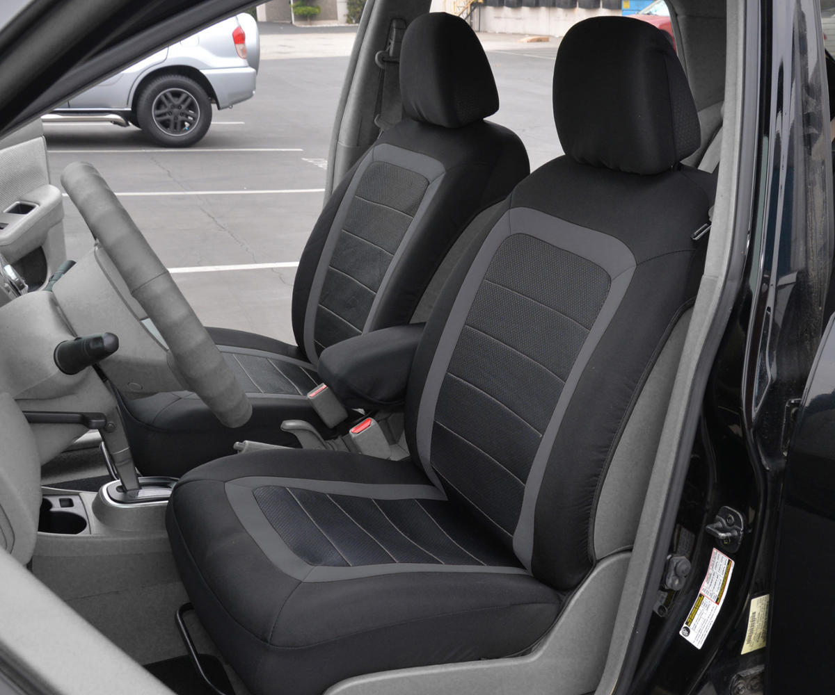 Advanced Performance Car Seat Covers - Instant Install Sideless Fronts + Full Interior Set for Auto (Black / Charcoal Gray)