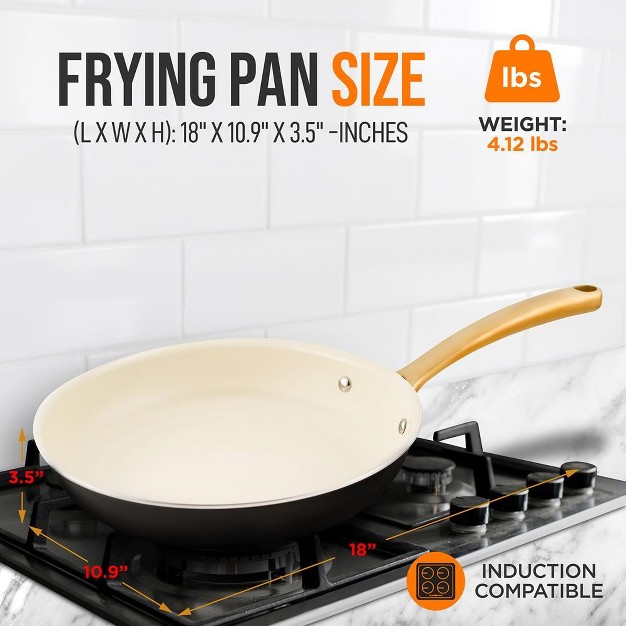 Medium Fry Pan Medium Skillet Nonstick Frying Pan With Golden Titanium Coated Silicone Handle Ceramic Coating